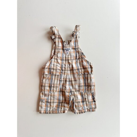 Lot of 2 Unisex Baby Size 12 Month Overalls - LEVI'S Denim & OSHKOSH Plaid - Picture 10 of 13